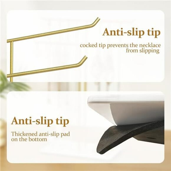 Necklace Stand Jewelry Organizer Gold Metal Necklace Holder Display for Home Dec - Picture 3 of 8